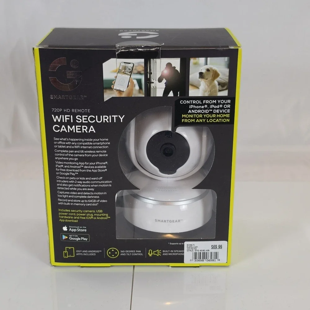 SmartGear STG-6581-KB 720P HD WiFi Security Camera 360 Pan Tilt Night Vision NOB